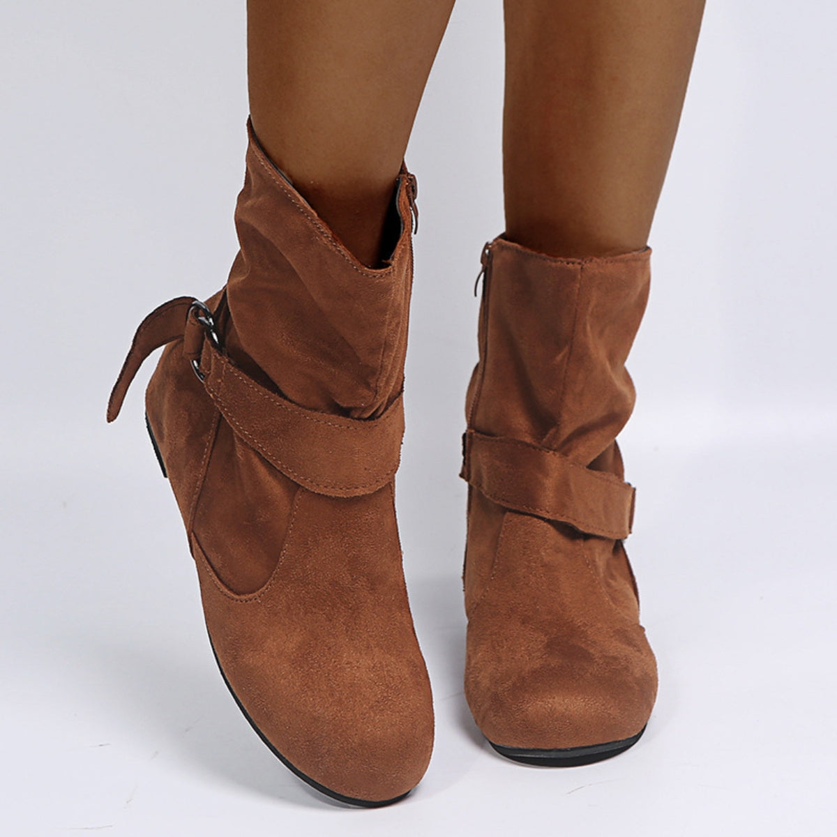 Side Zipper Suede Boots