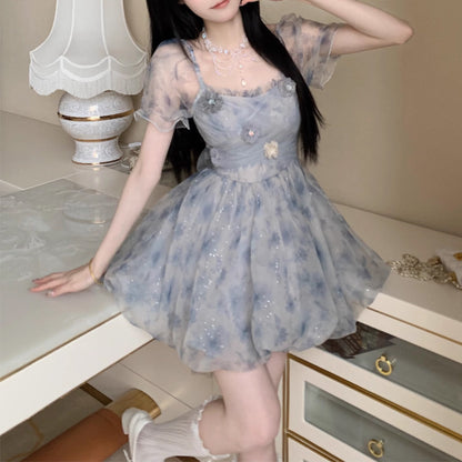 French Cute Youth-looking Bud Tulle Tutu Dress