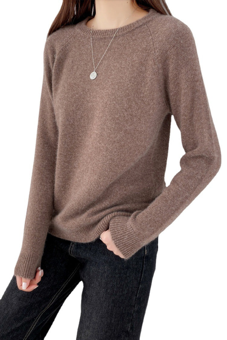 Women's Fashionable Simple Solid Color Round Neck Sweater