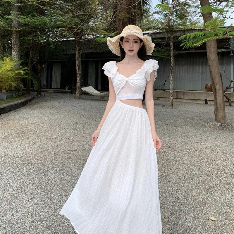 French Vacation Style Flying Sleeve Dress