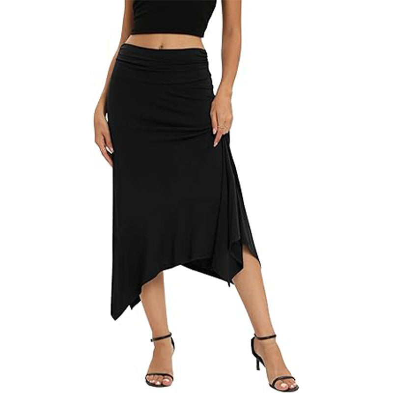 Women's Waist Pleating Fashionable Elegant Irregular Hem Skirt