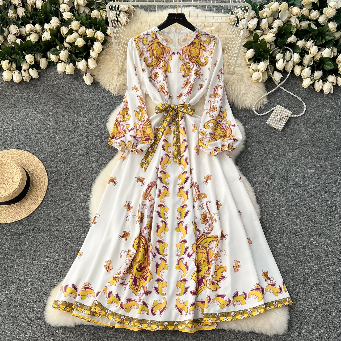 French Style Vintage Court Style Dress Women's Sweet Lace