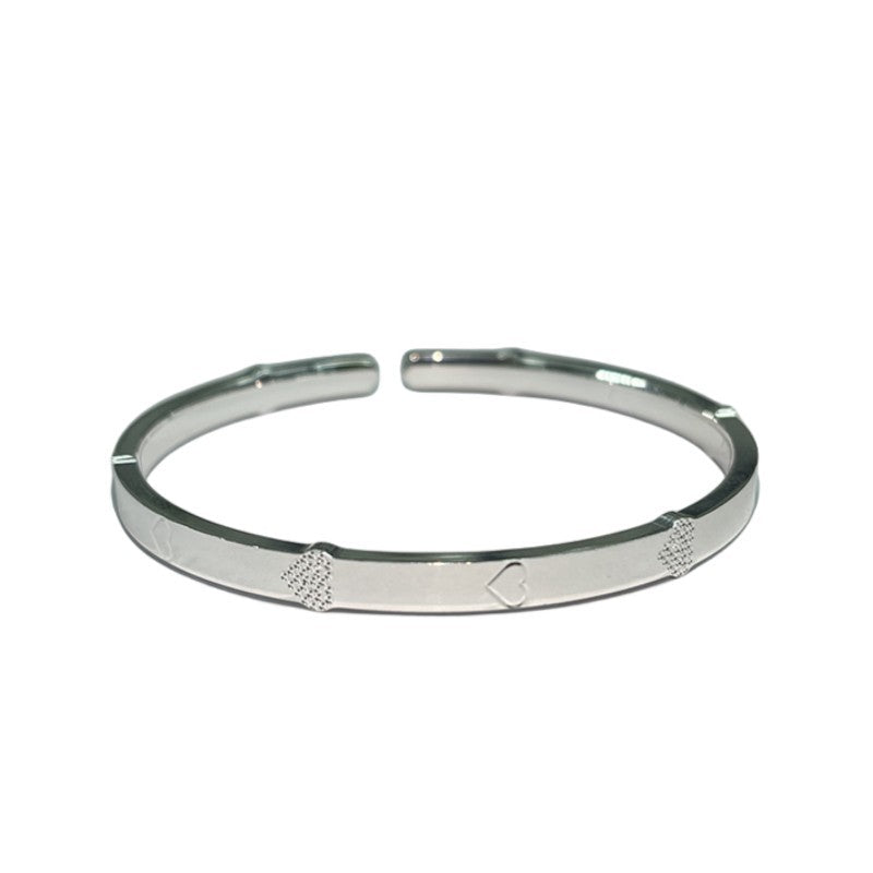 Pulsera Mujer de Plata de Ley con Forma de Corazón Apertura Lisa