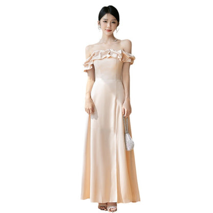 Champagne Satin Bridesmaid Dress For Women