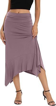 Women's Waist Pleating Fashionable Elegant Irregular Hem Skirt