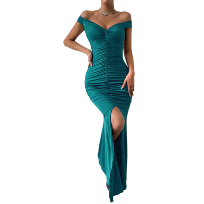 Women's Slim-fit Slit Hip-wrapped Long Dress