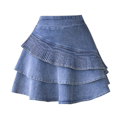 Elastic Waist Half-length Denim Cake Dress