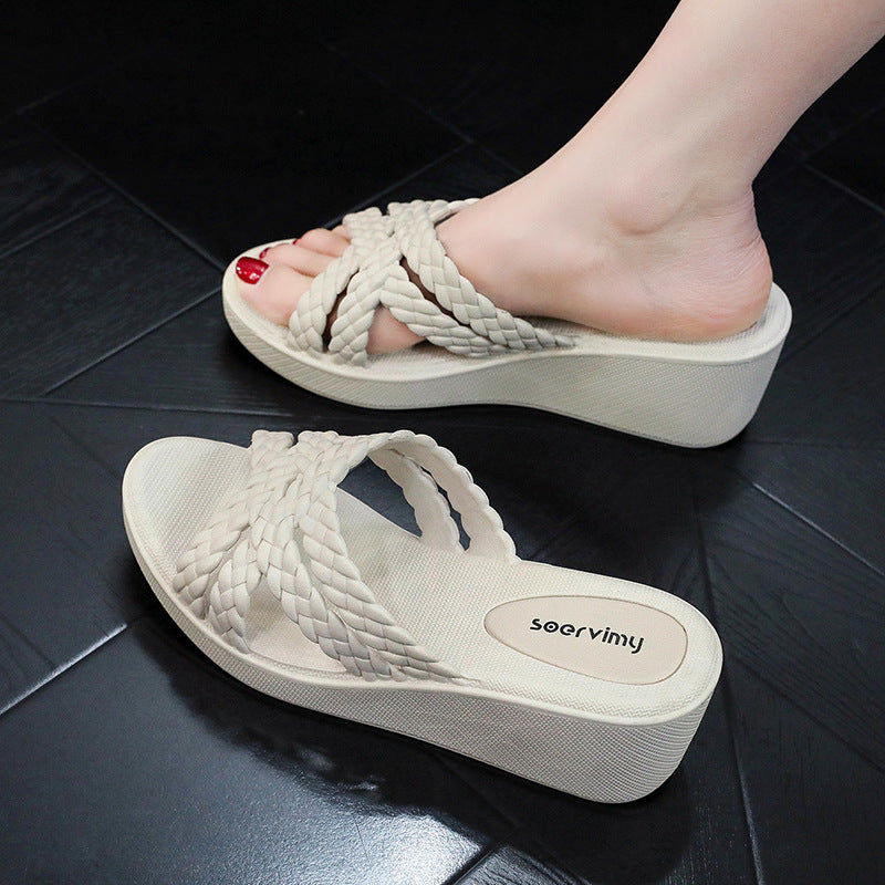 Women's Fashion Wedge High Heel Slippers