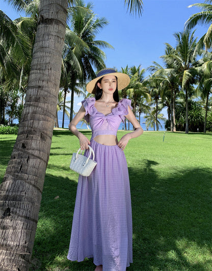 French Vacation Style Flying Sleeve Dress