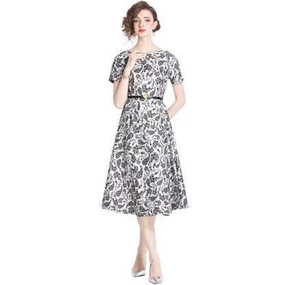 Women's French Retro Jacquard Dress