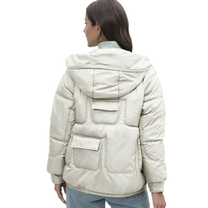 Manteau rembourré en coton pour femmes, épais, couleur vive, col montant