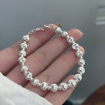 Bracelet en perles œil de chat laser pour femme en argent sterling