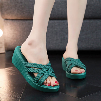 Women's Fashion Wedge High Heel Slippers