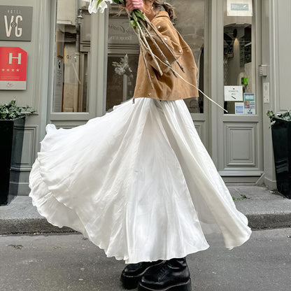 Jupe drapée d'été en Satin de haute qualité à ourlet large pour femmes