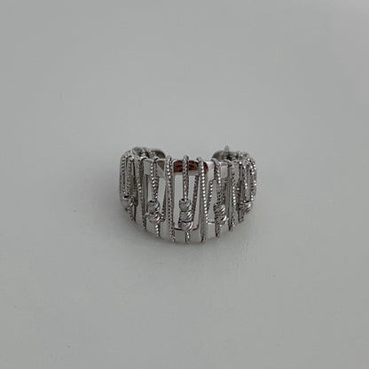 Bague creuse en argent sterling avec perles rondes enroulées