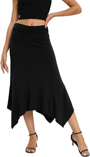 Women's Waist Pleating Fashionable Elegant Irregular Hem Skirt