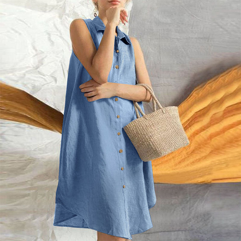 Women's Fashion Solid Color Loose Shirt Dress