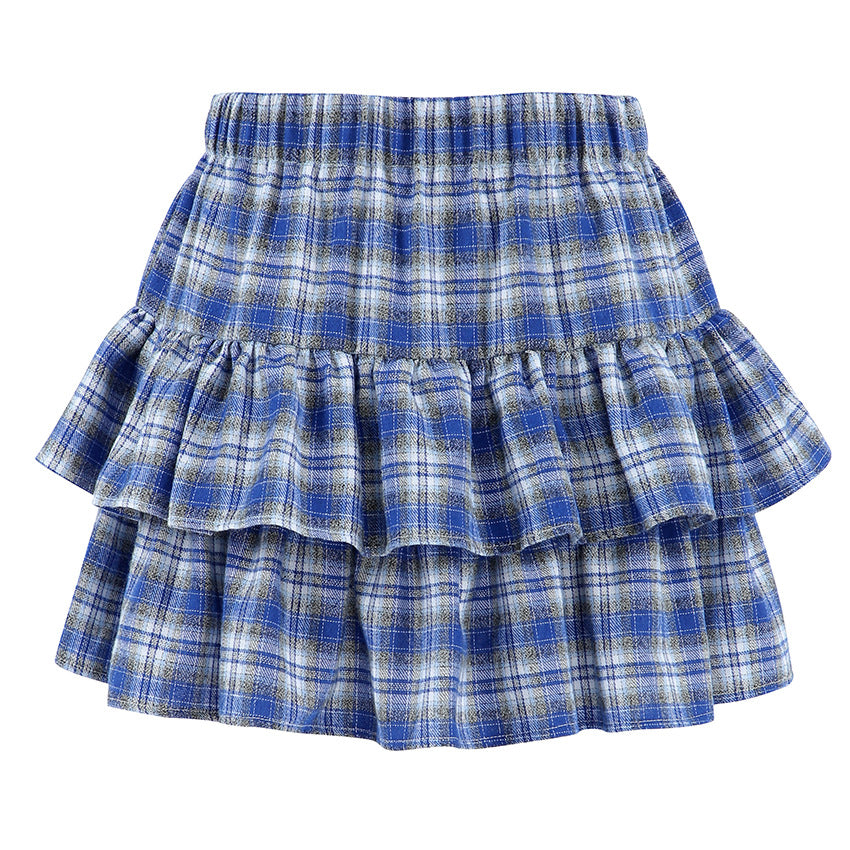 Women's Cotton Blue Plaid Skirt