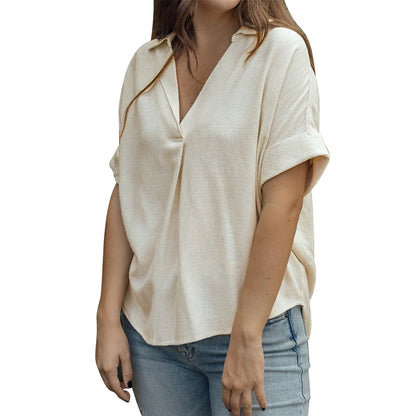 Camisa de lino de algodón informal y cómoda para mujer