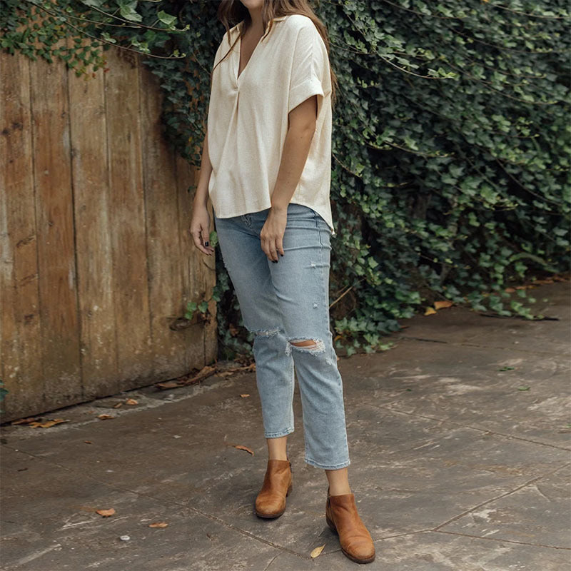 Camisa de lino de algodón informal y cómoda para mujer