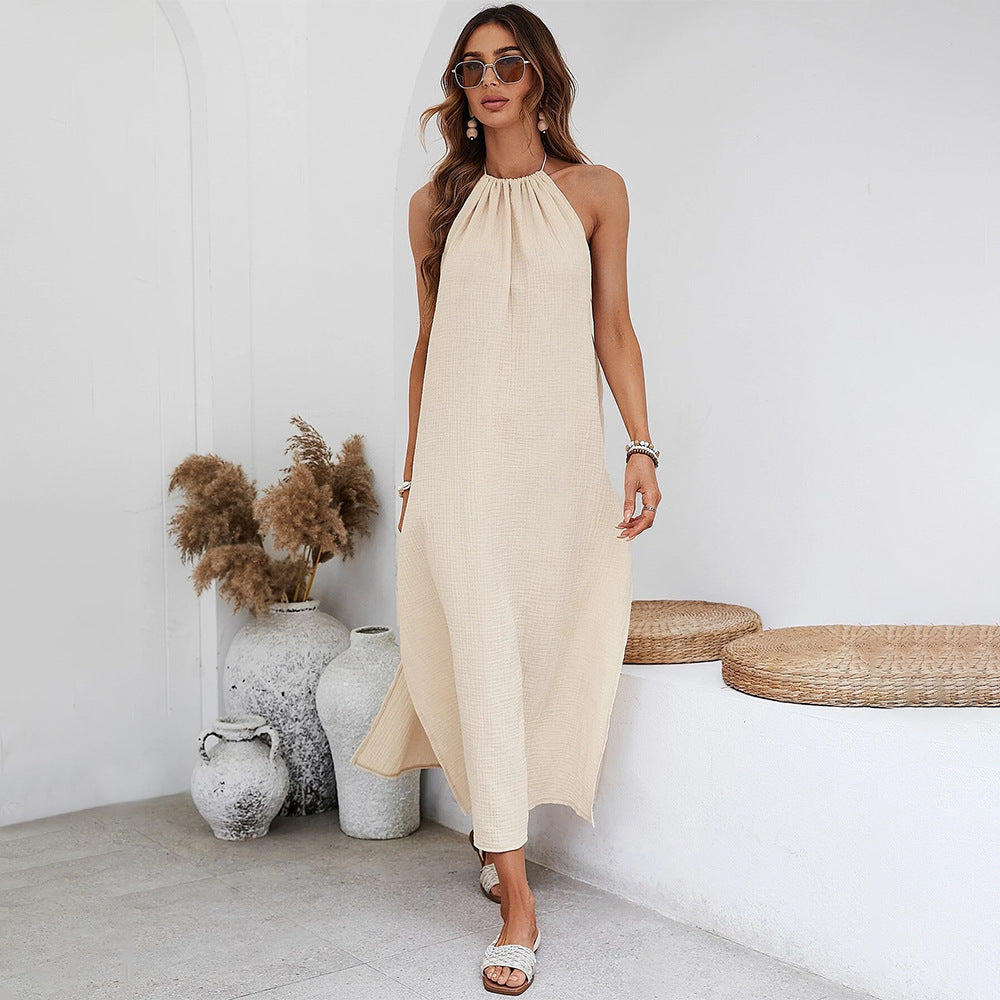 Women's Woven Casual Style Halter Dress