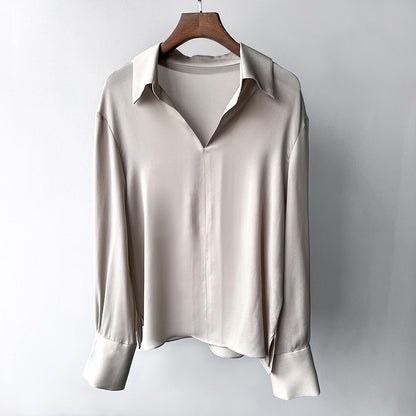 Straight Silky Pendant Comfortable Shirt