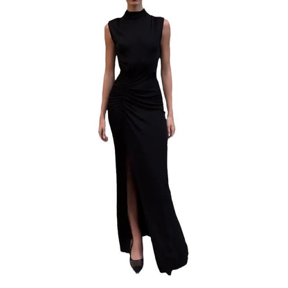 Fashion Round Neck Sleeveless Split Women's Dress