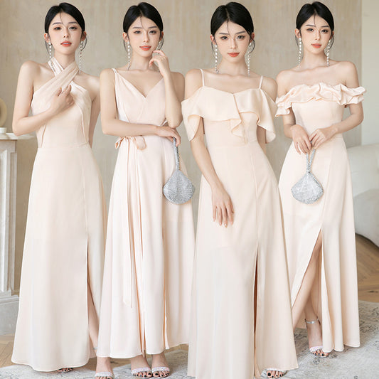 Champagne Satin Bridesmaid Dress For Women