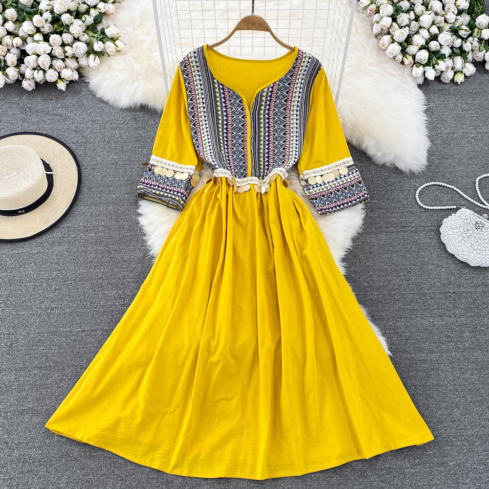 Seaside Vacation Beach Travel Bohemian Dress