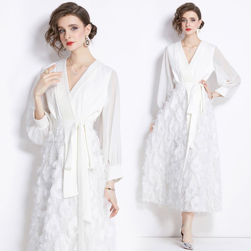 Robe amincissante blanche élégante et légère, nouveau tempérament