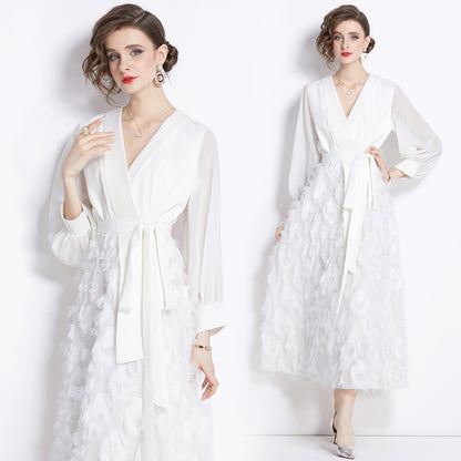 Robe amincissante blanche élégante et légère, nouveau tempérament