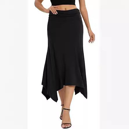 Women's Waist Pleating Fashionable Elegant Irregular Hem Skirt