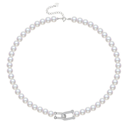 Vachette Fermoir Coquillage Perles Collier Argent 925 Léger Luxe Micro Incrusté Chaîne Clavicule Personnalisée