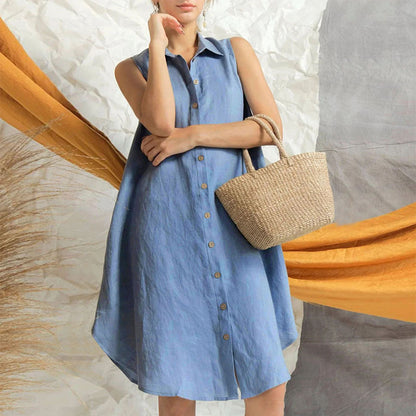 Women's Fashion Solid Color Loose Shirt Dress