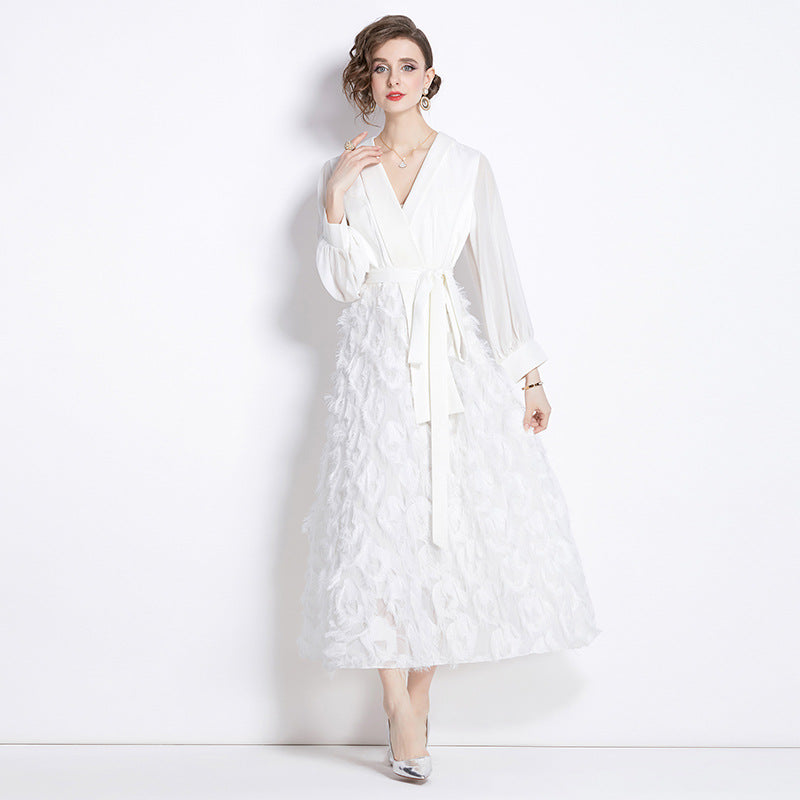 Robe amincissante blanche élégante et légère, nouveau tempérament