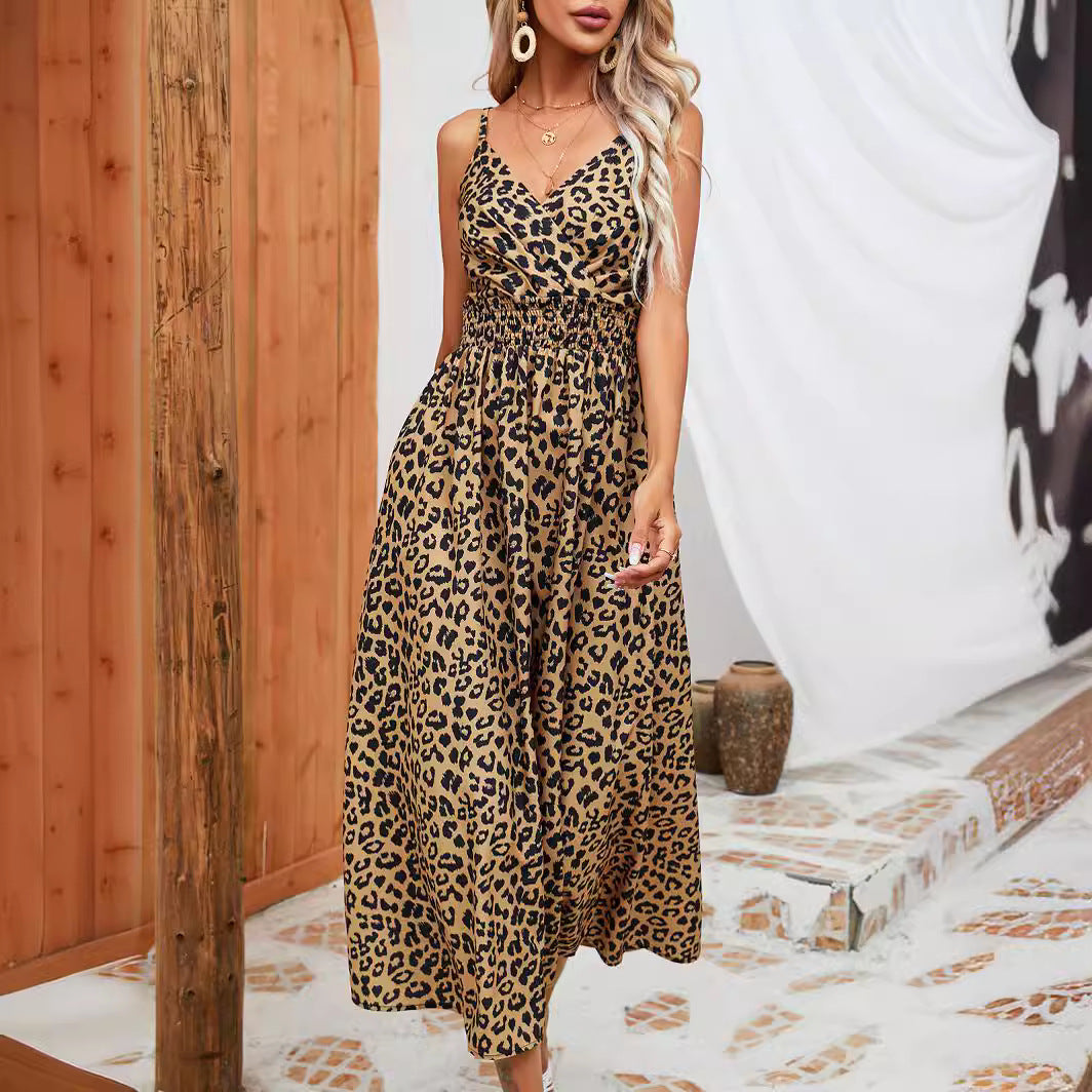 Amazon Hot Dress Summer Cross-border Leopard Print Sling