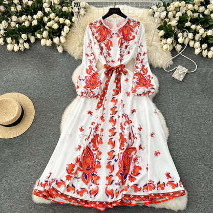 French Style Vintage Court Style Dress Women's Sweet Lace