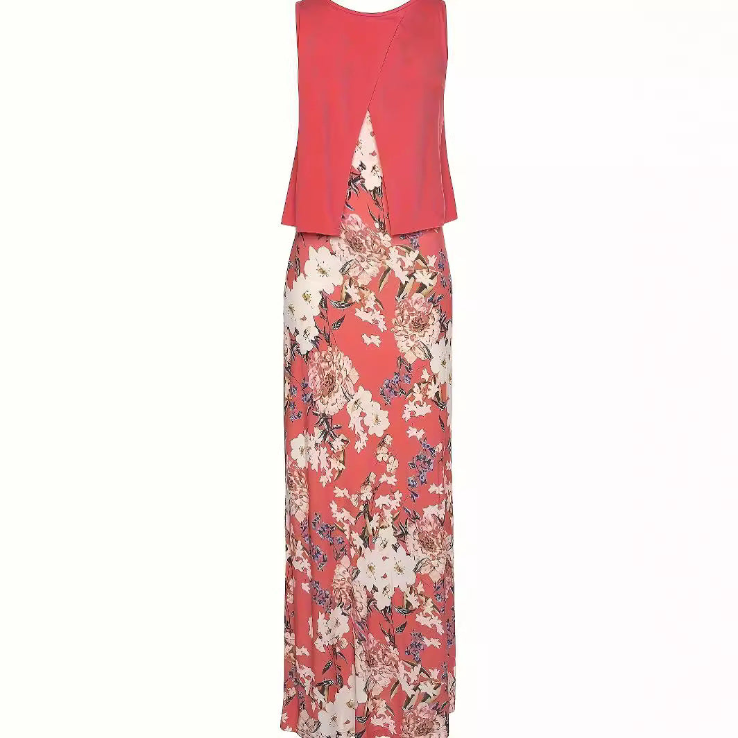 Women's Floral Print Layered Length Dress