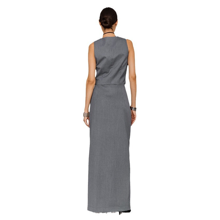 Fashion Gray Skirt Suit For Women