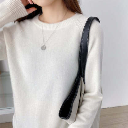 Women's Fashionable Simple Solid Color Round Neck Sweater