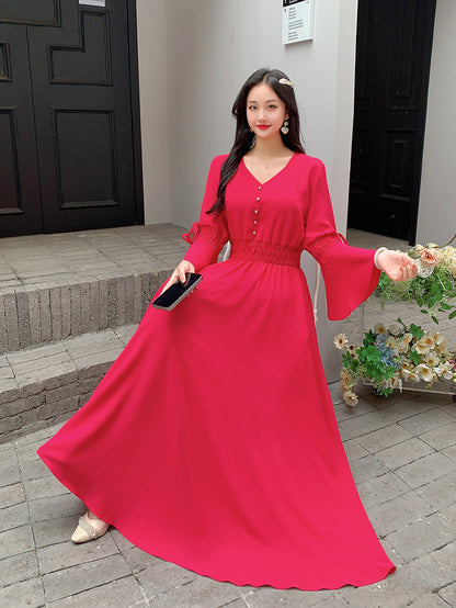 Women's Minimalist And Versatile Solid Color Dress