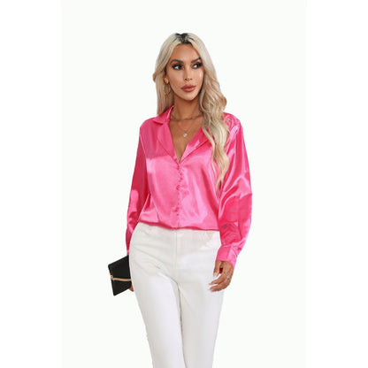 Chemise en satin à col costume pour femme