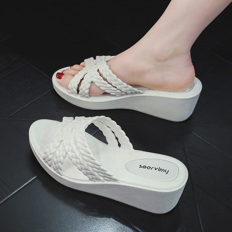 Women's Fashion Wedge High Heel Slippers