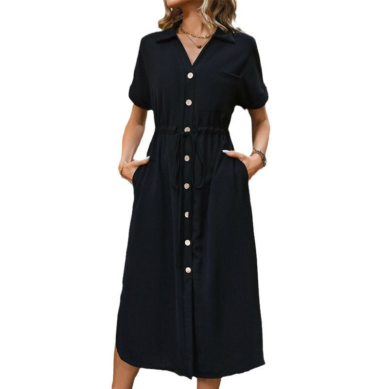 Robe chemise européenne et américaine à revers transfrontalier pour femmes