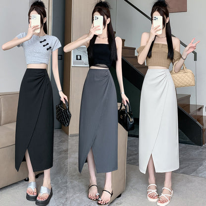 French Style Pleated High Waist Suit Skirt For Women