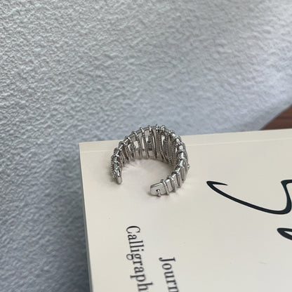 Bague creuse en argent sterling avec perles rondes enroulées