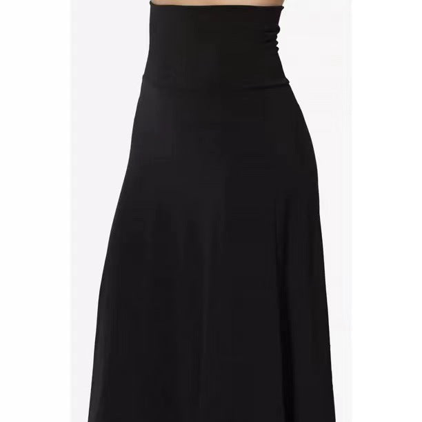 Women's Flared Elastic Midi Skirt High Waist Skirt