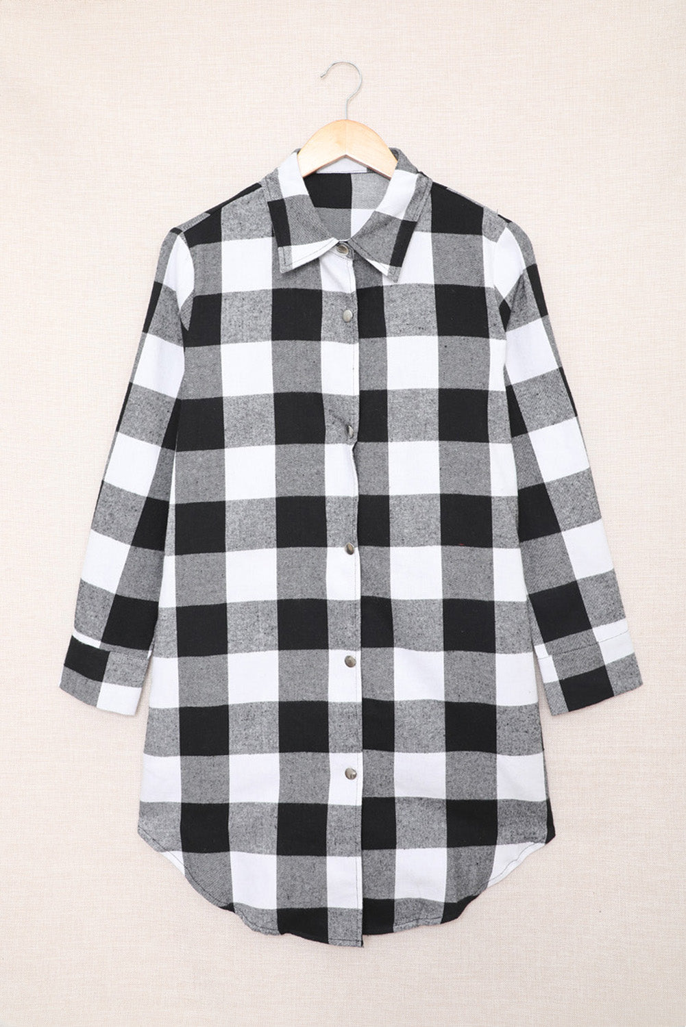 Green Turn-down Collar Plaid Shirt Coat