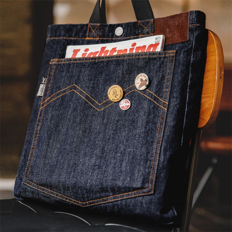 American Retro Denim Large Capacity Portable Shoulder Bag