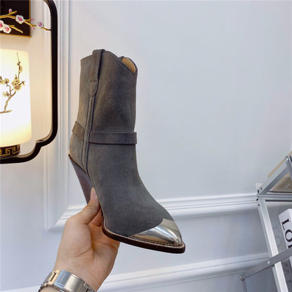 Women's Boots Pointed Toe Iron Toe Fashion Profiled Heel Boots